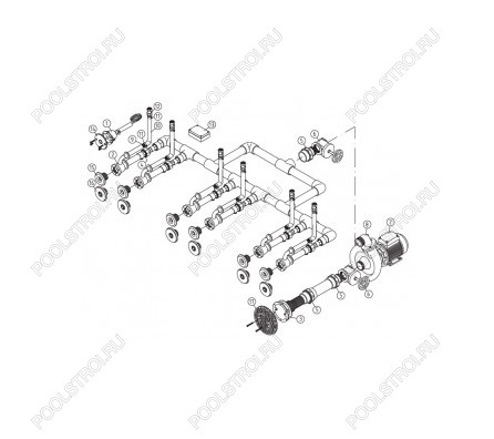 Основной комплект Standard. RG-бронза. 6 форсунок. для бетон.бас. насос-1.5 кВт. 230 В